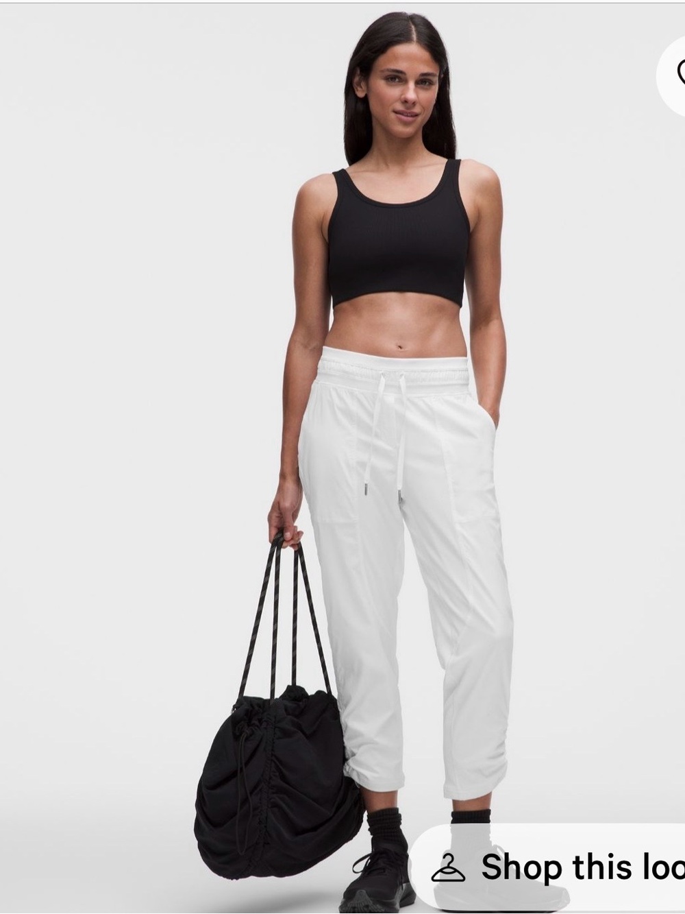 NWT Lululemon White cropped mid rise dance studio pants. Size: 0 inseam: 26”